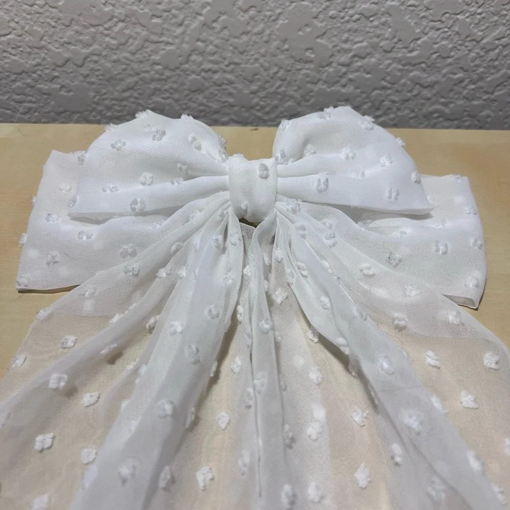 White Polka Dot Bow